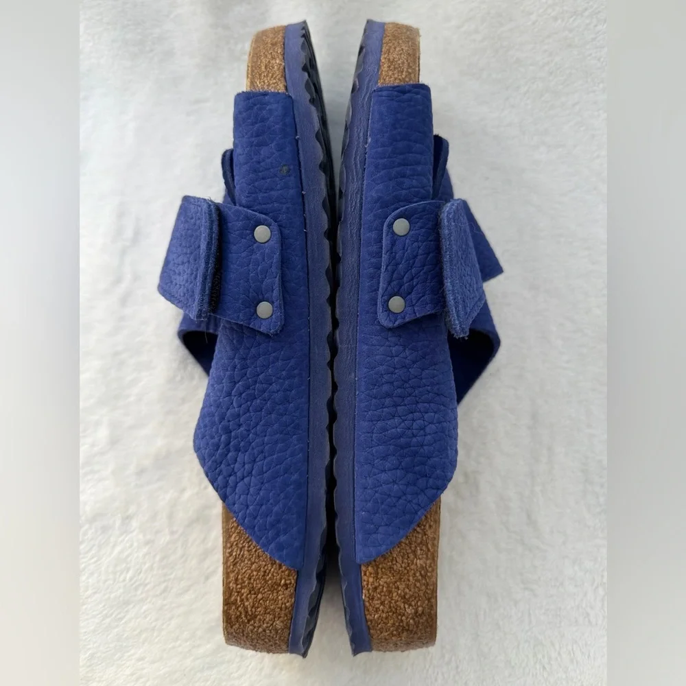 Birkenstock Kyoto Nubuck Leather Desert Buck Indigo Blue Sandals Size 45 US 12